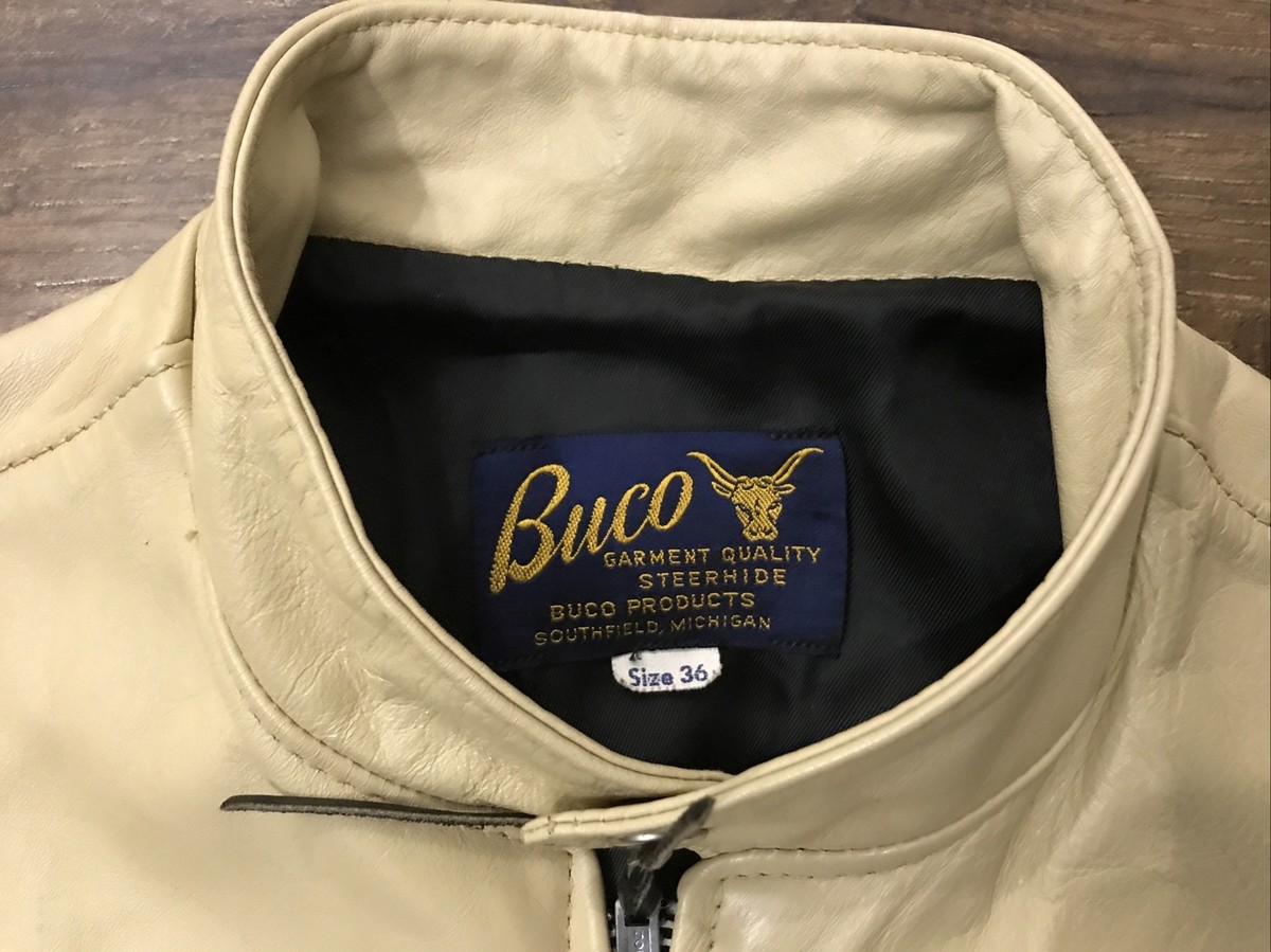 Original Vintage Cream Buco J-100 Steerhide Cafe Racer Original Vintage Cream Buco J-100 Steerhide Cafe Racer