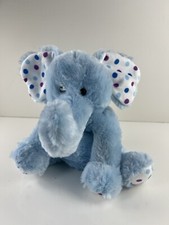 The Petting Zoo Stuffed Animal Blue Elephant Plush Polka Dot Ear Baby Lovey Gift