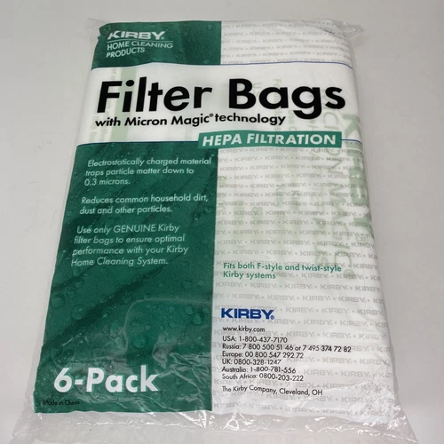 Kirby Micron Magic HEPA FILTER Vacuum Bags - Pack of 6 FITS F AND TWIST MODELS