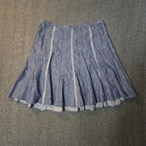 Lane Bryant Skirt Women 18 20 Plus Blue Linen Mini A Line Pull On Elastic Waist