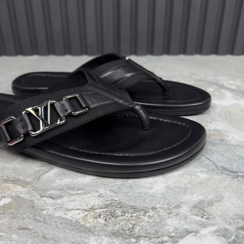 Louis Vuitton Thong Sandals Logo Black Leather 9 LV or 10 US or 43 EUR - Picture 7 of 21