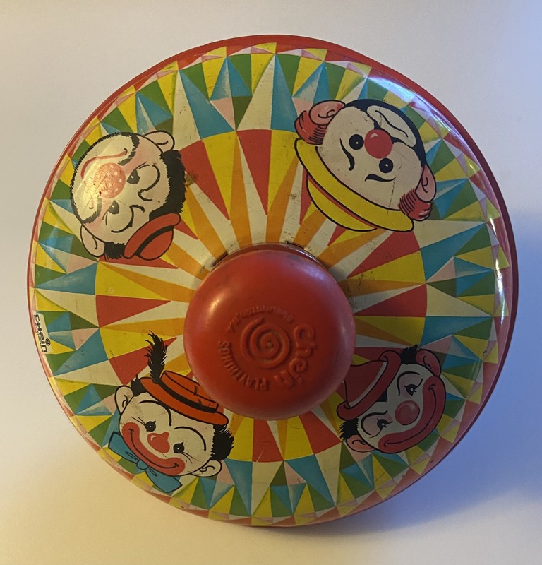 Chein Playthings Circus Clowns Spinning Top Vintage Toy