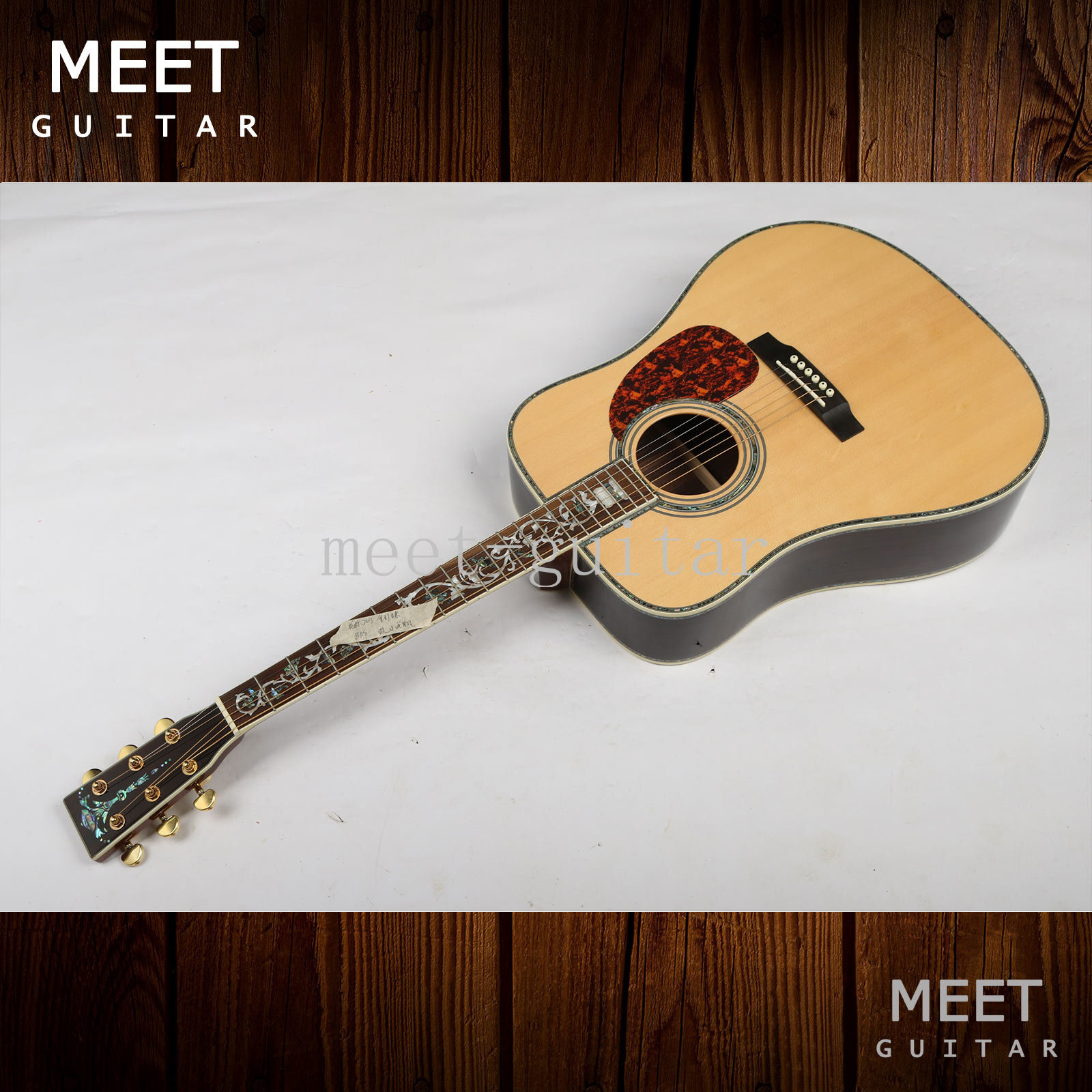 ZUWEI 41" Solid Spruce Top D Acoustic Guitar Flower Inlay Builtin EQ USA Ship eBay