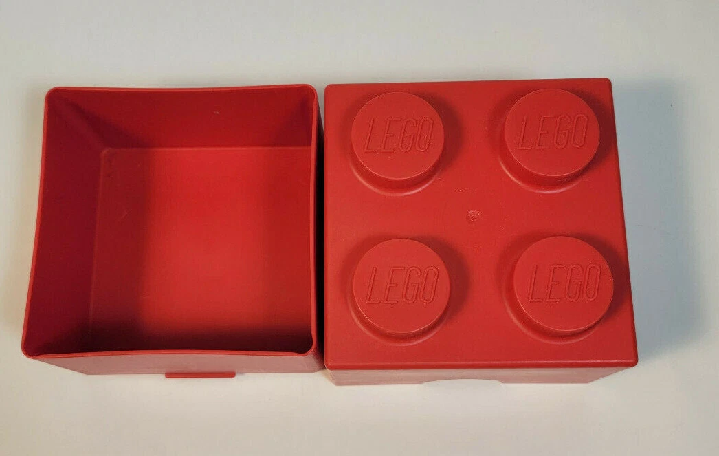 Vintage 1985 Lego Storage 4 Knob Brick Box Red Container Bin Case