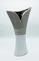 Hochwertige Vase 40 Cm Weiß/Silber Modern Dekovase Keramik Dekoration Blumenvase