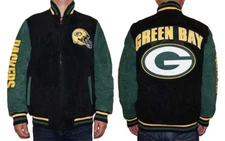 NWT Green Bay Packers NFL Men's G-III Heavyweight Zipper Front Suede Jacket