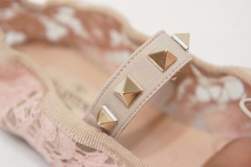 VALENTINO ROCKSTUD BALLERINA IN PIZZO NUDO 35/4,5 $545 - Foto 10 di 12