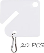 20 pcs Plastic Key Tags Slotted Rack White Square Hanging Key Cabinets Lockers