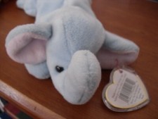TY Beanie Baby - PEANUT the Elephant light blue  9 inch D.O.B.1/25/1995  B26