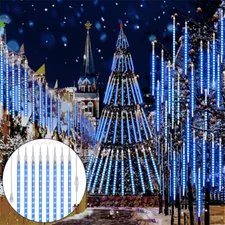 Xmas 192 LED Meteor Shower Lights Fairy String Light Falling Rain Tree Garden US