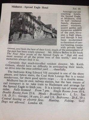 M2-1 Ephemera 1948 Artikel Review Midhurst Spread Eagle Hotel