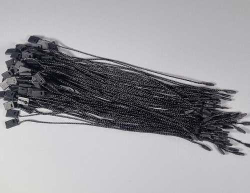 Black Hang Tag String Snap Lock for Clothing Label Retail Price Tags 50 / 100 - Picture 20 of 20