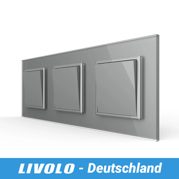 Livolo Glas Wechselschalter Lichtschalter Ein / Aus Wandschalter Glasrahmen-image