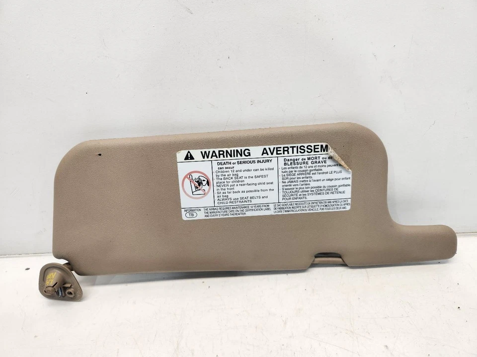 1998 Toyota Corolla Drivers Left Sun Visors *Tan Vinyl*  - Image 3 of 4