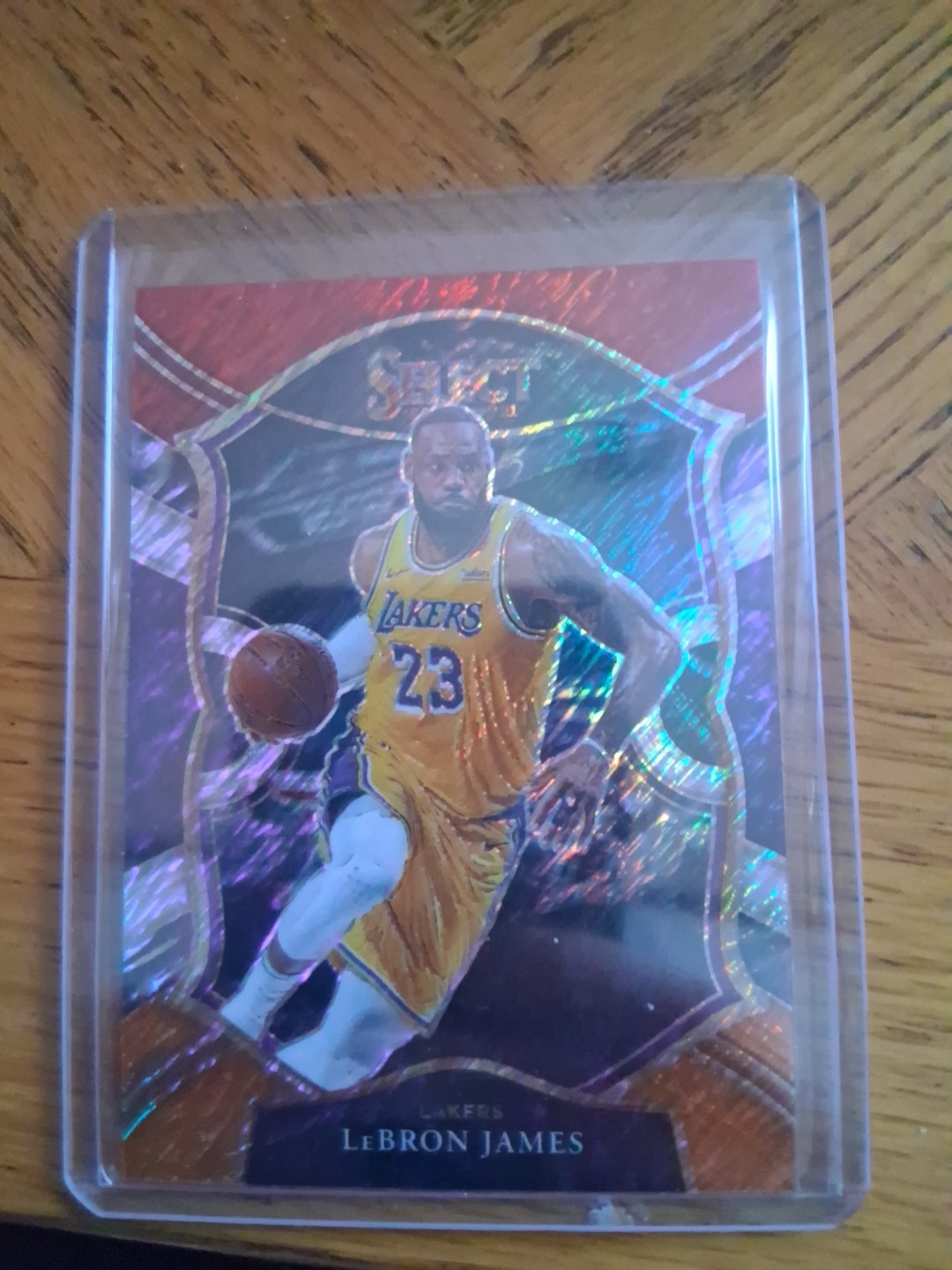 2020-21 Panini Select LeBron James #23 Red White Orange Shimmer Prizm Concourse