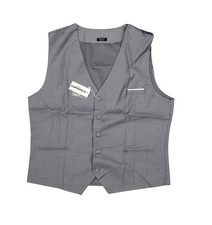 Coofandy Suit Vest Mens Large Gray 5 Button Business Waistcoat Formal Tuxedo