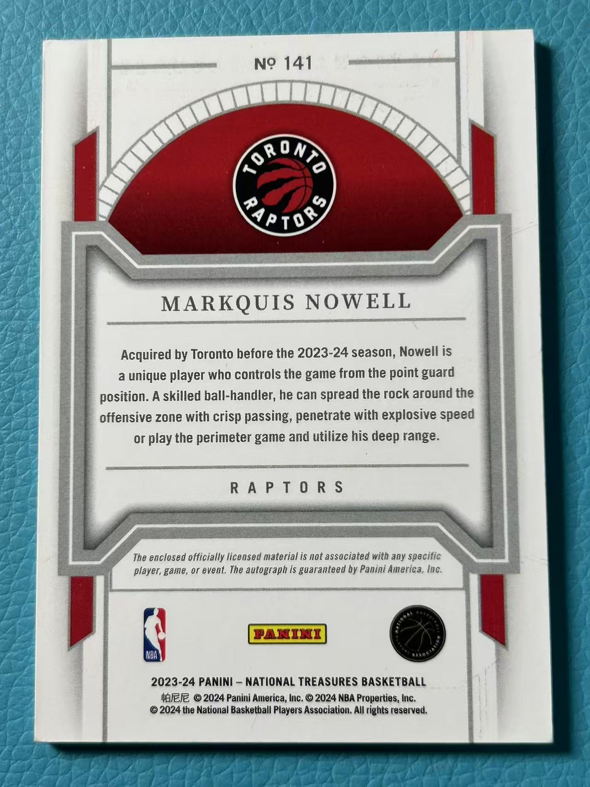 Markquis Nowell 2023-24 Panini National Treasures /75 RPA Auto Patch RC #141 view 2