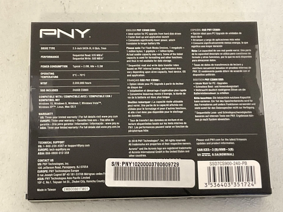 PNY CS900 240GB 2.5"" SATA III SSD Drive - Image 2 of 4