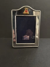 Ari D Norman .925 Sterling Beaded Baby Picture Frame With Teddy Bear
