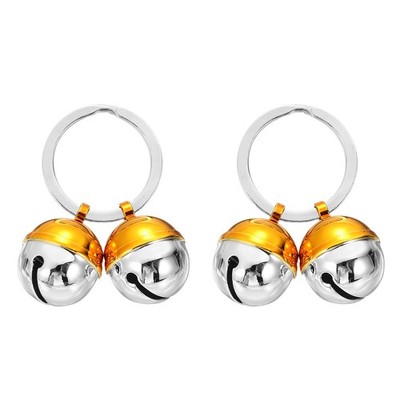 2 PCS Dog Bell, Mini Cat Bell Small Pet Keychain Ring,Gold/Silver