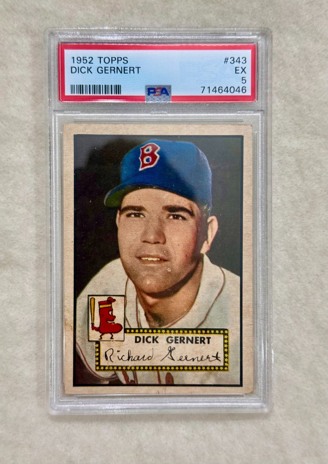1952 Topps #343 Dick Gernert Boston Red Sox Rookie PSA 5 EX – High Number