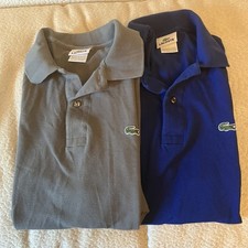 Lacoste Mens Lot 2 Blue Polo Shirts Size 5 Large Cotton Classic Preppy
