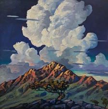 Southwest Impressionism Art Luminous Clouds Large Canvas Oil Painting by Hawkins