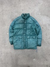 Vintage 1970s Goose Down Coat Puffer Parka Ski Coat Mens Size L Green USA Made