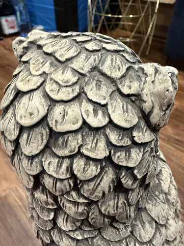 Vintage Marwal Gray OWL Carving 14" Tall Statue Large Figure Sculpture 6 Lbs - Picture 7 of 8