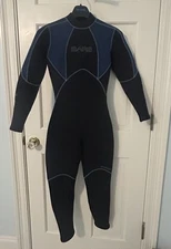 Bare 7mm Elastek, Women's Full Wetsuit Size 6, (Black and Iodine Blue)