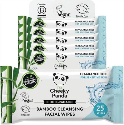 6x The Cheeky Panda Bambus Gesichts Make Up Entferner Tücher 25 Gesichtstücher unparfümiert