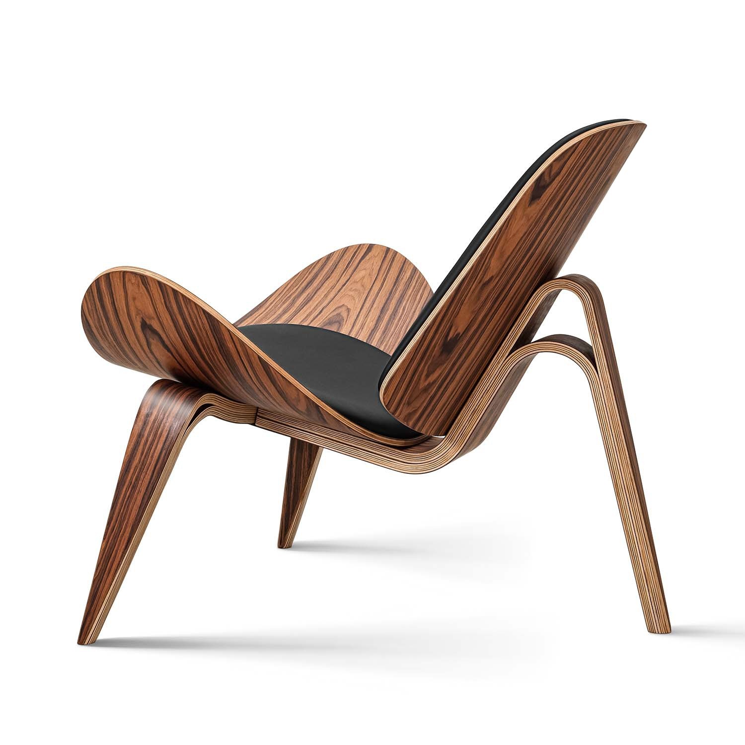 Mid Century Modern Shell Lounge Chair - PU Leather Tripod Accent Chair