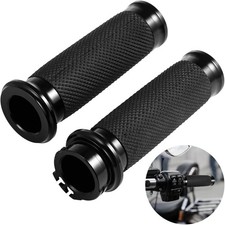Black Hand Grips 1" Motorcycle Handlebar Grips, Non-Slip Motorcycle Throttle Gri