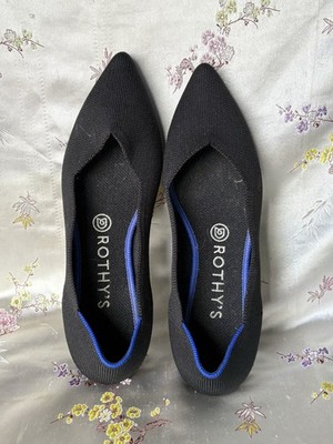Rothy's The Point Women Size 8.5 Black Pointed Toe Flats Slip On Knit Casual 