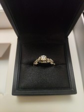 Moissanite Engagement Ring 18K White Gold, 0.5 Carat, Leaf Nature Petals