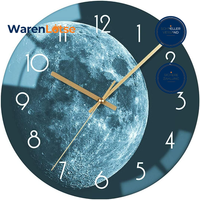 Wanduhr Lautlos 30Cm Glas Mond Uhr FüR Wohnzimmer Schlafzimmer Deko