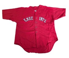 Vintage 90's ENUF International Baseball Jersey Red Size M USA Made Mens *Read*