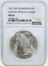 1921 HOT 50 Morgan VAM-3F3 Pitted & Clashed MS64