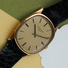 Patek Philippe Golden Ellipse 3844 “TV Screen” Champagne 18k Yellow Gold 1970s 5