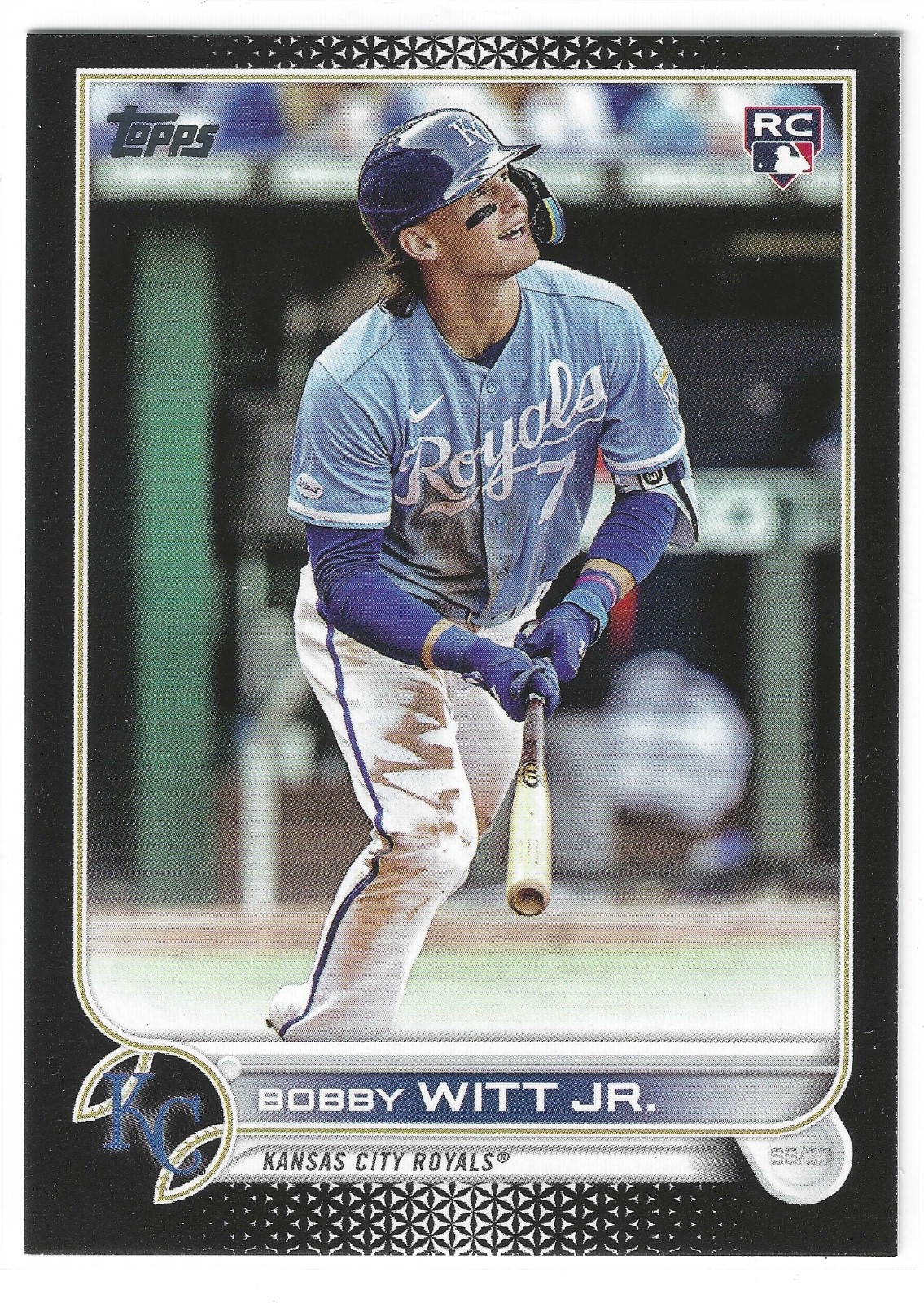 2022 Topps Update Series Bobby Witt Jr. #US100 Black RC Rookie /71 SP