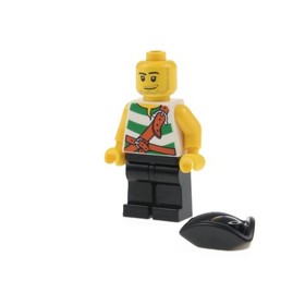 1x Lego Minifigure Pirates II Pirate Green White Trident Hat Sailor 6240 pi106