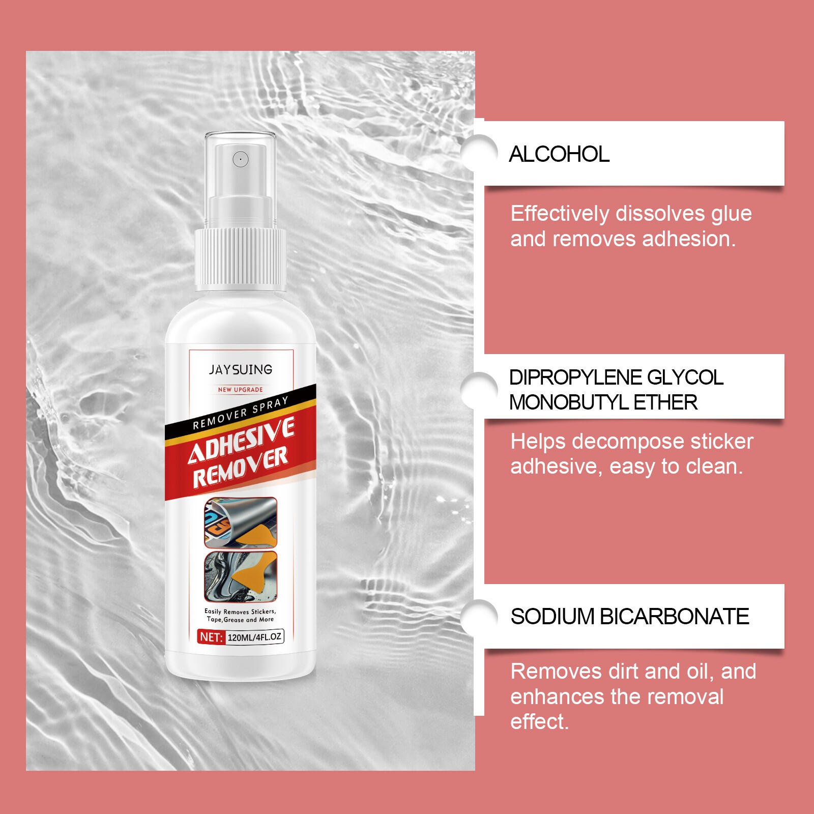 Adhesive Remover, Surface-Safe Glue Remover with Plastic Scraper 4 Fl oz