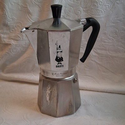 Bialetti Moka Express Stovetop Espresso Maker 6 Cup Aluminum Silver Black