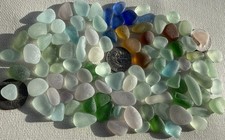 100 Genuine Surf Tumbled Seaglass gems, Many Light Pastels, Minis/tinies. Nice 