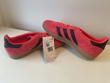 Scarpe da ginnastica Adidas Gazelle rosse/rosa scuro e nere taglia UK 7 nuove con scatola