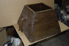 Primitive Antique Asian CHINESE WOODEN RICE HARVEST BUCKET with Handles