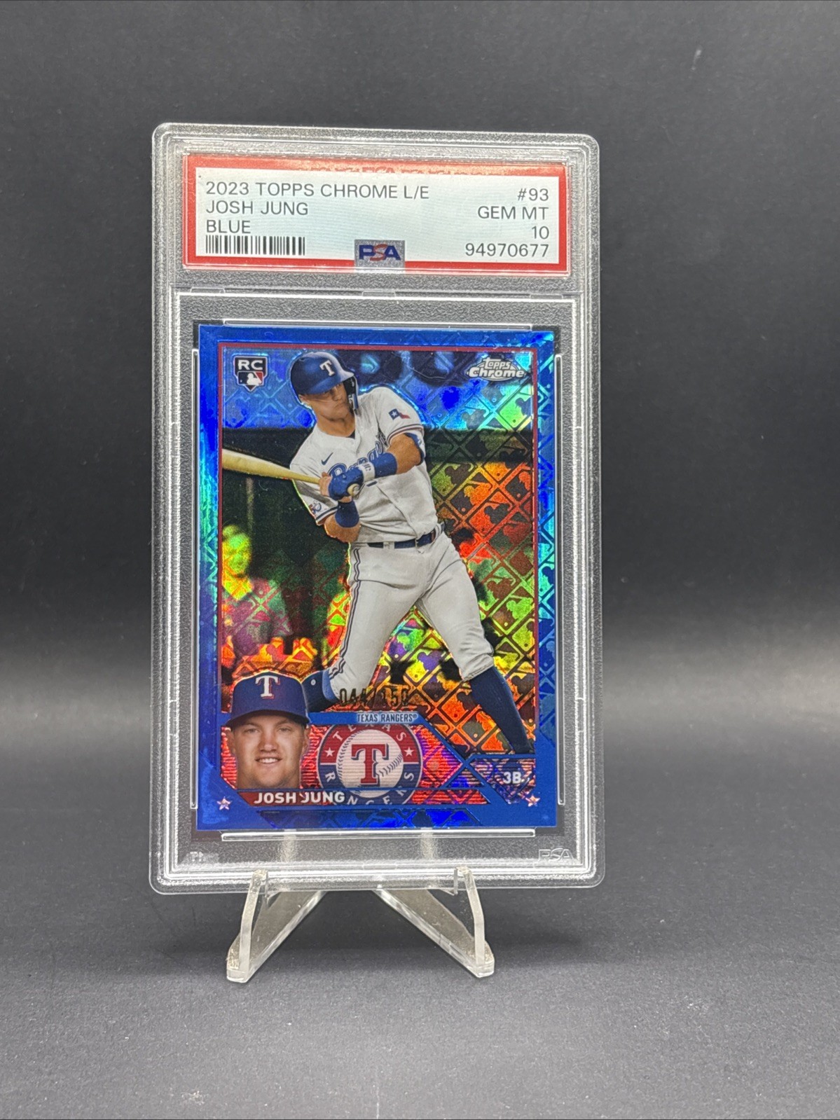 2023 Topps Chrome Logofractor Josh Jung Rookie Card Blue /150 PSA 10 #93