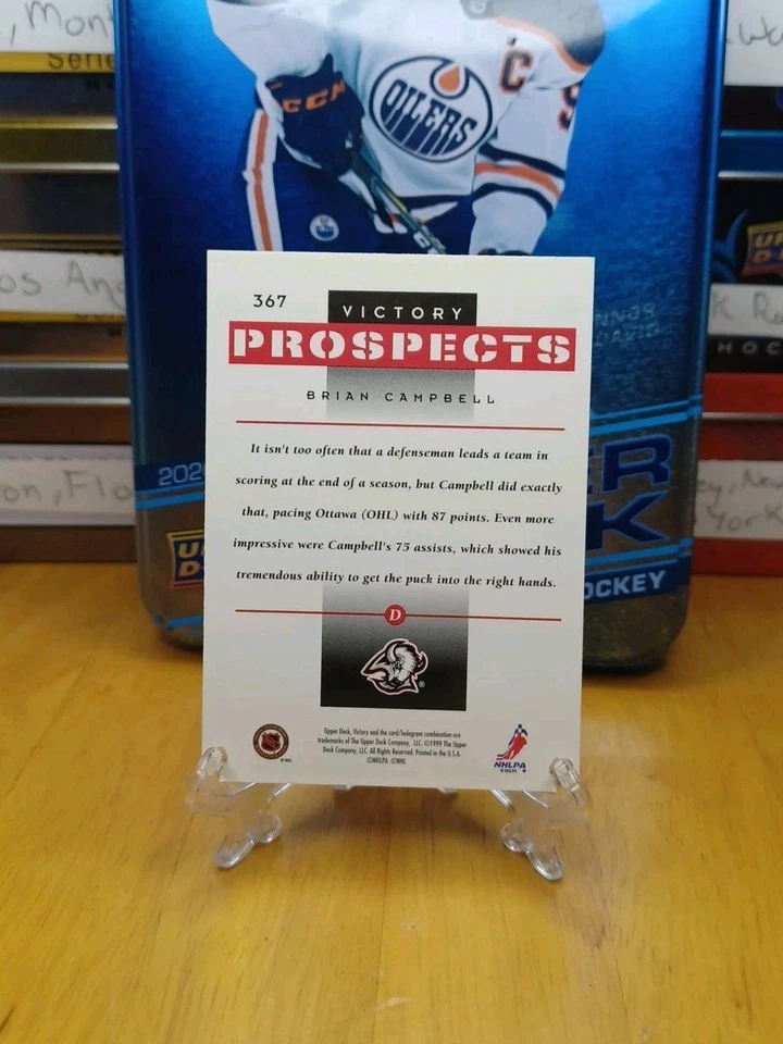 1999-00 Victory Prospects Brian Campbell #367 (RC) Buffalo Sabres Rookie - Image 2 of 2