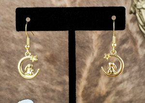 Authentic Celestial Lunar Hare And Star Talismanic Earrings In Radiant Gold
