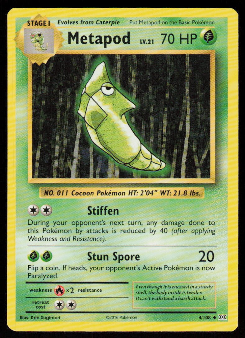 Metapod 4/108 Uncommon Evolutions Pokemon Near Mint